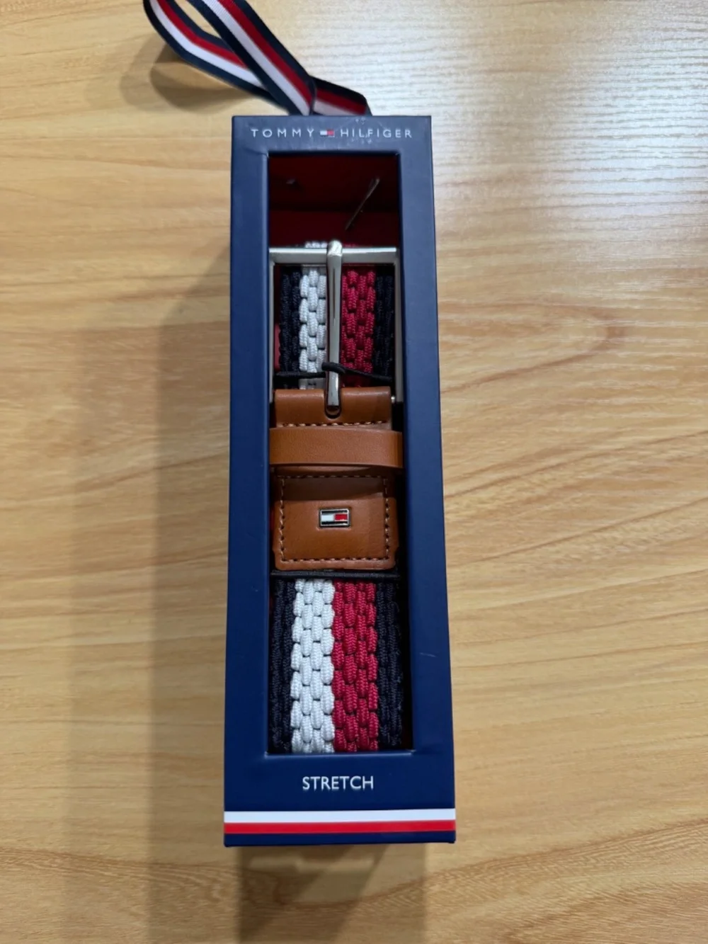 Tommy Hilfiger Leather Stretch Canvas 2-Tone Belt